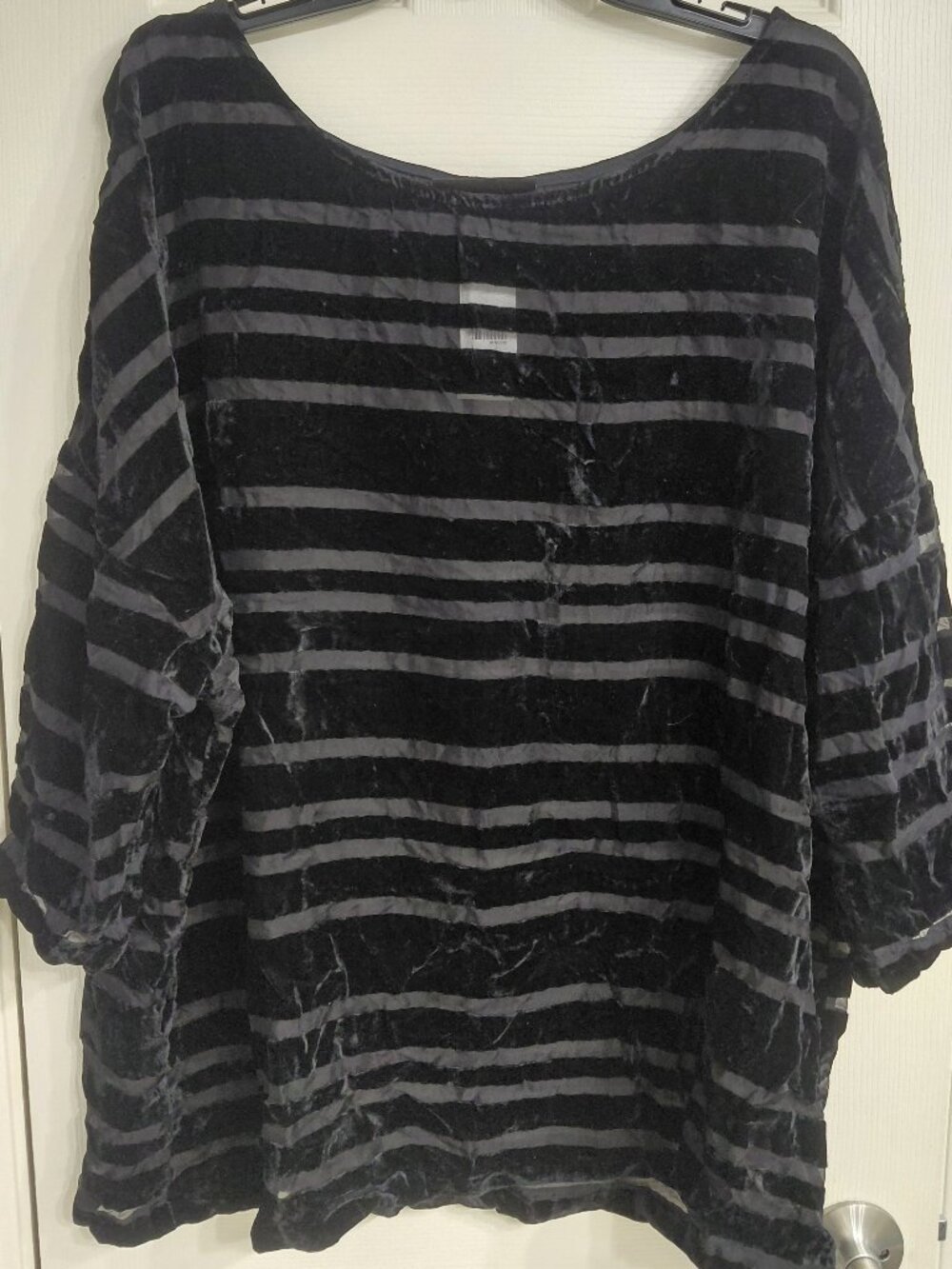 Lane Bryant Black Striped Velvet Blouse